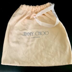 Jimmy Choo.  Cream.  Fits a pair of shoes or small handbag